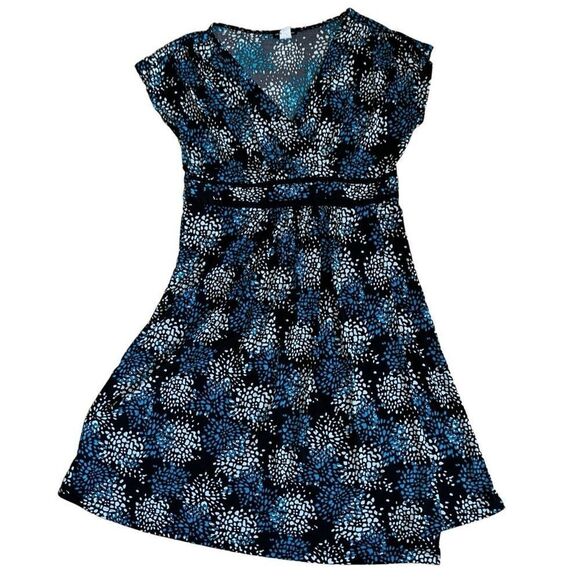 Perceptions Petite Short Sleeve Abstract Mini Fit + Wrap Flare Dress - Size PM - Picture 1 of 7